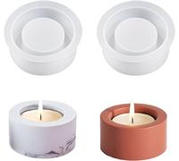 Silicone Candle Holder Set Of 2 Single Hole Concrete Candle Holder Casting Mould Diy Cement Candle Holders For Candlestick Home Decoration