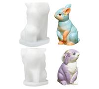 Silicone Candle Molds - 3D Bunny Figurine Mold for Craft Making | 2 Pieces Cute Rabbit Shape Set, Flexible Non-Stick Material for Candle Soap Plaster Chocolate Clay, Ideal for Home Party Wedding Decor