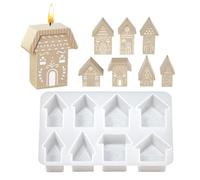 Silicone Candle Molds 8 Cavity - House Shape Resin Craft Mould House Mould