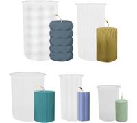 Silicone Candle Molds For Candle Making,Set Of 5 3d Cylindrical Silicone Resin Moulds,Silicone Resin Moulds,Cubes Mould For Scented Candle,Soap,Pudding