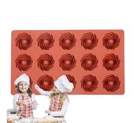 Silicone Candy Baking Mold - 15 Cavities Spiral Shape Chocolate Dessert Tray Flexible Non Stick Cookie Pan | Small Cake Mousse Kitchen Pastry Decorating Accessory Tool