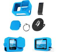 Silicone Case for GoPro Hero 13 Black Protective Cases Lens Caps Side Covers Lanyard for Action Camera Accessories Kit (Blue)