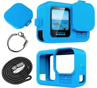 Silicone Case for Hero13/12/11/10,Protective Case,Glass Protective Film,Lens Cap and Wrist Strap for G0 Pro Hero Accessories Series-Blue,Ab,M