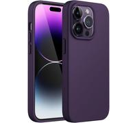 Silicone Case For Iphone 14 Pro Max 6.7 Inch, Full Body Protection With Silky Touch, Anti-Shock Soft Microfiber Cloth Lining (Intense Purple)