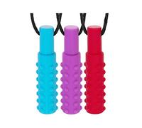通用 Silicone Chewing Teether Necklace, Soft Sensory Nursing Tools Chewelry Pendant for Autism, ADHD, and Teething Kids (Lot de 3, Forme de Masse)