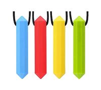 Silicone Chewing Teether Necklace, Soft Sensory Nursing Tools Chewelry Pendant for Autism, ADHD, and Teething Kids （Lot de 4, forme octogonale）