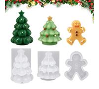 Silicone Christmas Molds - 3 Piece Reusable Candle Forms, Easy Release Ging