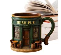 Silicone Coaster, Irish Pub Mug, 3D Coffee Cup Ceramic, Vintage Breakfast Drinkware, Idea Creative Tarié Gift, Poignée Easy Grip Avec Finition Élégante, Catégorie De Maison Et Cuisine, Taille De 330 M