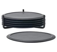 Ensemble de 6 dessous de verre SINGLES et support en silicone et métal Noir Zone Denmark