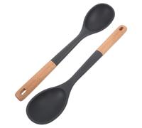 Silicone Cuillère Cuisine 2 Pièces Grosse Manche en Bois | Antiadhésive et Résistante à Chaleur, pour Plats Mijotés, Service à Table, la Cuisine Domestique