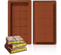 Silicone de Moule de Chocolat, 2 Tablettes de Silicone Profond Moule Barre de Chocolat, Chocolat Praliné Ultra Foncé Moule de Chocolat