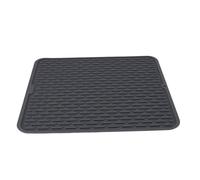 Silicone Dish Drying Mat for Kitchen Counter | Rectangular Heat Tolerant & Grip - Enhanced Mat | Built - in Drain Lip Helps Avoid Water Marks / Safeguards Countertops (L)
