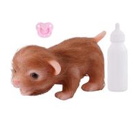 Silicone Dog Doll, Mini Puppy Toy with Feeding Bottle, Kids Playset with Soft Durable Material, Role Play Accessory with Realistic Design, Toy Companion with Cute Style, Preschool Gift for Boys Girls
