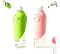 Silicone Dog Water Bottle Adapter, Foldable Leakproof Pet Water Dispenser Cap with Bowl, Slip-on Accessory Fits Standard Bottles for Dog Cat Walking Travel (2PCS A)