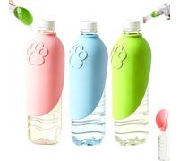Silicone Dog Water Bottle Adapter, Foldable Leakproof Pet Water Dispenser Cap with Bowl, Slip-on Accessory Fits Standard Bottles for Dog Cat Walking Travel (3PCS)