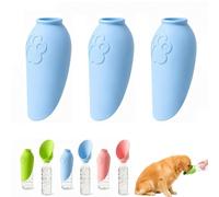 Silicone Dog Water Bottle Adapter,No Wet Beard Foldable Pet Water Bowl with Universal Bottle Cap,Foldable Leaf Design,for Outdoor Walking Hiking Travel Camping (3PCS Blue)