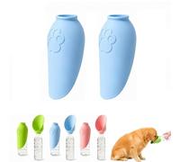 Silicone Dog Water Bottle Adapter,No Wet Beard Foldable Pet Water Bowl with Universal Bottle Cap,Foldable Leaf Design,for Outdoor Walking Hiking Travel Camping (Blue)