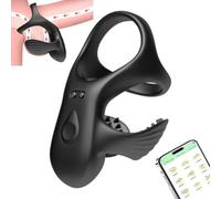 Silicone double Anneau Vibrant Penis Clitoridienne via App Vibromasseur