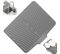 Silicone Draining Mat Food-Grade Dish Drainer Mat Heat-Resistant Dish Drying Easy to Use Draining Non-Slip Design for Kitchen Counter Rack Sink Area 15.8*13inch GreySilicone