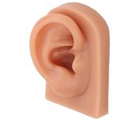 Silicone Ear Model, 2 pcs Left and Right Soft Flexible Fake Ear Piercing Practice, Dark Skin Color Simulation Human Ear Model for Jewelry Display, Teaching Instructions (Droite)