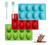 Silicone Egg Shaped Molds for Oven, Non-Stick Easter Egg Silicone Mold for Baking for Cake, Jello, Chocolate, Dessert with 2 Bonus Gifts B+C)