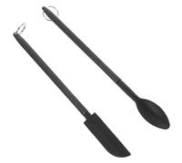 Silicone et Acier Inoxydable Spatule Télescopique Noire Mini | Manche Ergonomique Long, Grattoir une Pièce, Usage la Cuisine et Soins, pour Pots Étroits, Surface Lisse