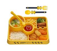 Silicone Feeding Plate for Kids - Portable Divided Self Feeder Tableware Kit | Suction Design Plate for Ages 1-7, Travel Home Hotel Use for Birthday Christmas New Year