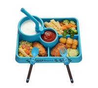Silicone Feeding Plate for Kids - Portable Divided Self Feeder Tableware Kit | Suction Design Plate for Ages 1-7, Travel Home Hotel Use for Birthday Christmas New Year