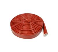 Silicone Fiberglass Tube Coated Glass Fiber Braided Fireproof Cable Sleeve Protector Fire Retardant Case(Red,35mm,15 Meters)