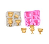 Silicone Fondant Moule Ensemble De 2 Vases Pots De Fleurs Moules À Fondant Décorations Pour Biscuits Au Chocolat Et Gâteaux Gris Et Rose