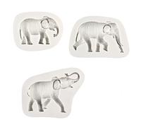 Silicone Fondant Moule Lot De 3 Moules À Fondant Gris En Forme De Famille D'Éléphants Trois Au Total Pour Décorer Le Bord D'Un Gâteau Ou D'Un Chocolat
