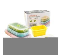Silicone Food Storage Containers, Foldable Organizer, Reusable Lunch Box Set, Leakproof Lids, Odor Resistant, Space Saving, Microwave Safe, Easy Cleanup, Perfect for School, Hiking, Workplace