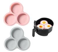 Silicone Friteuse à Air Poêle à Oeufs,2 PCS Réutilisable Friteuse à Air Moule à Crêpes Moule à œufs en Silicone à 3 Cavités pour Friteuse à air Cuisson Au Four Accessoires