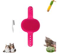 Silicone Grooming Strap Pad for Cats, Cat Self Groomer, Adjustable Silicone Pet Grooming Tool, Multi-functional Cat Brush for Climbing Frames Table (Red)