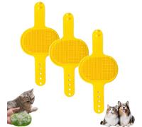 Silicone Grooming Strap Pad for Cats, Silicone Grooming Strap Pad - 2-in-1 Self-Groomer, Adjustable Silicones Pet Grooming Tool for Climbing Frames Table Legs (Yellow*3)