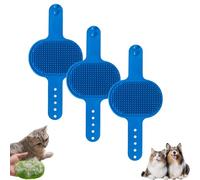Silicone Grooming Strap Pad for Cats, Silicone Grooming Strap Pad - 2-in-1 Self-Groomer, Adjustable Silicones Pet Grooming Tool for Climbing Frames Table Legs (Blue*3)