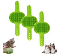 Silicone Grooming Strap Pad for Cats, Silicone Grooming Strap Pad - 2-in-1 Self-Groomer, Adjustable Silicones Pet Grooming Tool for Climbing Frames Table Legs (Green*3)