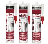 Silicone haute température, Mastic réfractaire CS38 jusqu'à 1200°C - noir (3 x 300 ml)