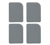 Silicone Heat Resistant Straightener Pad 4Pcs Heatproof Mat for Curling Iron Flat Iron Safe Non Slip Corrugated Design Portable Gray Rectangular Hair Styling Tools Home Salon Use