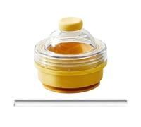 Silicone Ice Ball, Leakproof Drink Bottle Mold, Foldable Ice Ball Maker with Straw Lid Design, Portable Beverage Mold for Milk Beer Soda Cocktail Use at Home Gym Office Travel Outdoor Activities