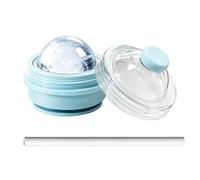 Silicone Ice Ball Mold 325ml Foldable Leakproof Sphere Tray Straw Lid Round Maker Drink Cooling Tool Cocktail Whiskey Soda Juice Milk Beverage | Perfect Suitable Ideal For Pool Camping Bar Kitchen