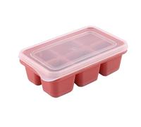 Silicone Ice Cube Trays with Lid | 6 Grids Leak Safe & Easy Release | Reusable Ice Cube Forms for Juice/Soup/Infant Food | Soft Bottom, Removable Cover (Rose)