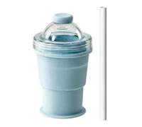 Silicone Ice Mold, Portable Ice Ball Maker, Foldable Leakproof Freezer Container Bottle, Reusable Drink Cooling Tool with Straw Lid, for Beverage Cocktail Soda Gym Hiking Travel Use