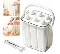 Silicone Ice Stick Tray with Storage Caddy, 6/12 Cavity Silicone Ice Stick Set with Lid & Handle, Easy-Release Long Ices Cube Mold for Cocktails, Iced Coffee & Homemade Popsicles (White-S)