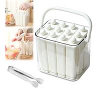 Silicone Ice Stick Tray with Storage Caddy, 6/12 Cavity Silicone Ice Stick Set with Lid & Handle, Easy-Release Long Ices Cube Mold for Cocktails, Iced Coffee & Homemade Popsicles (White-L)