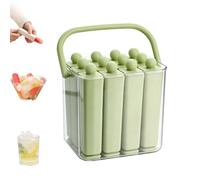 Silicone Ice Stick Tray with Storage Caddy & Handle,12 Cavity Twist-Release Ice Pop Molds With Lid,Reusable Rectangular Ice Cube Trays for Freezer,for Cocktails,Infused Water,Juice Drink，Green