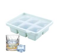 Silicone Ice Tray - 6 Grid Square Ice Maker Mold with Non Stick Flexible Design, Easy Release Iced Cube Tray, Reusable Kitchen Gadget for Cocktail Coffee Whiskey Camping Beverage Cooling