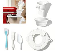 Silicone Kit-ch-en-A-id-Accessoires pour Robot Kit-ch-en-a-id 4,5-5Quart avce Pliable Entonnoir Cuisine Couvercle Anti Eclaboussure Bol de Rangement et Outils de Nettoyage Convient à la Pâtisserie