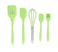 Silicone Kitchen Utensils Set 5pcs | Heat Tolerant to 480°F & Non - Stick Friendly | BPA - Excluded Cooking Tools for Baking/Frying/Mixing | Simple Wipe with Hanging Holes (Green)