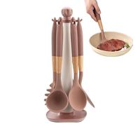 Silicone Kitchen Utensils Set - 7pcs Heat Resistant Nonstick Cooking Tools With Storage Rack Easy Clean Dishwasher Safe Spatula Ladle Turner Spoon Whisk Kitchen Gadgets